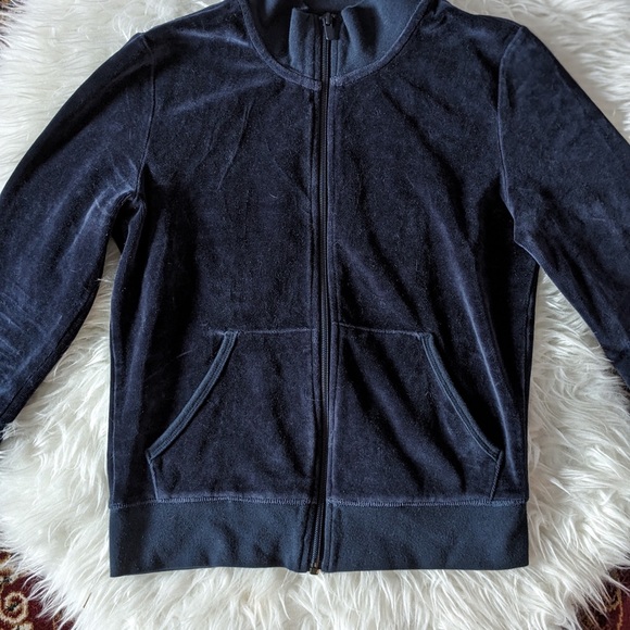 Aritzia TNA Midnight Blue Velvet Zip Up Jacket - Picture 12 of 12